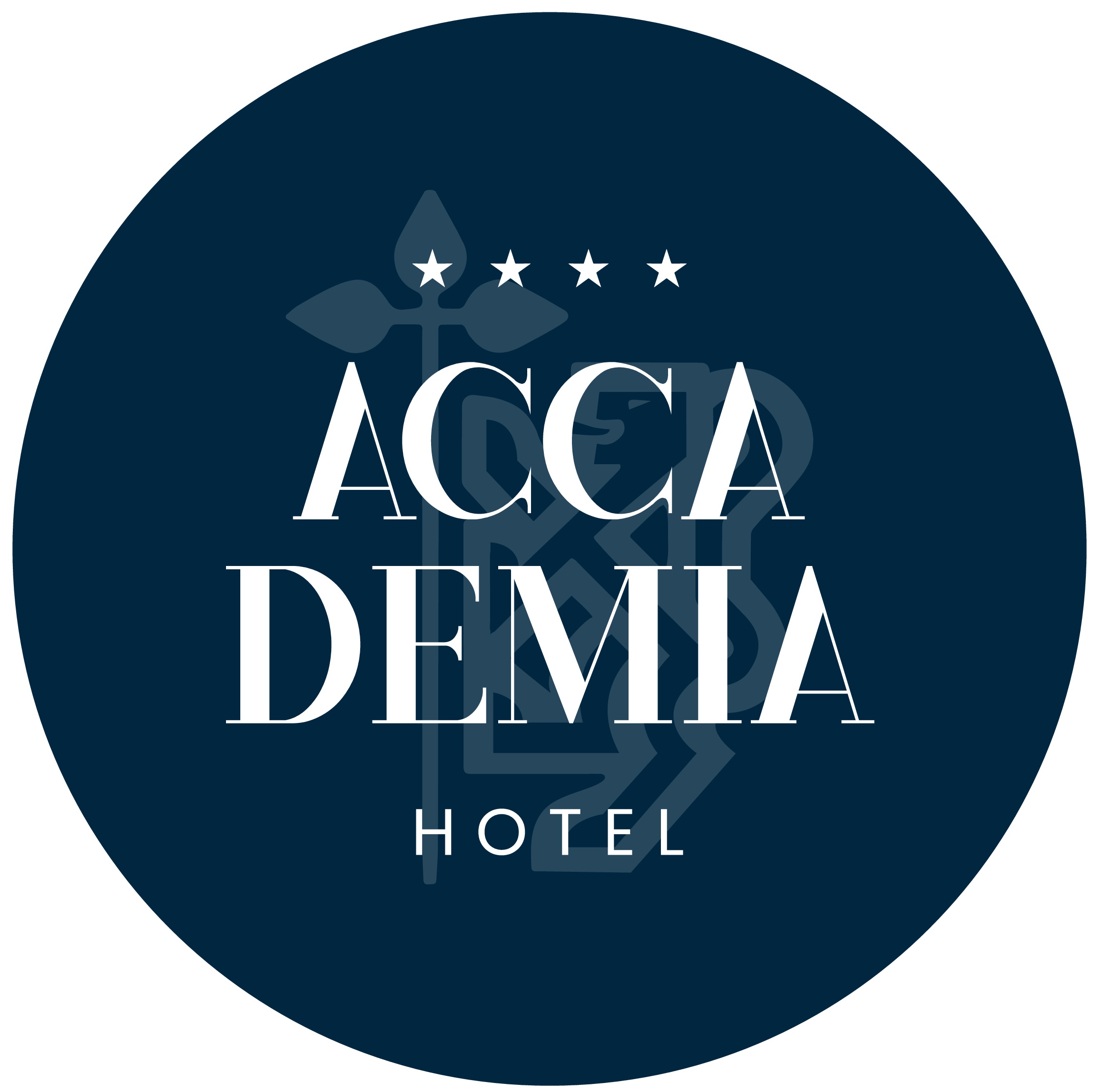 Logo rettangolare colore bianco con sfondo transparente dell'Hotel Accademia di Trento